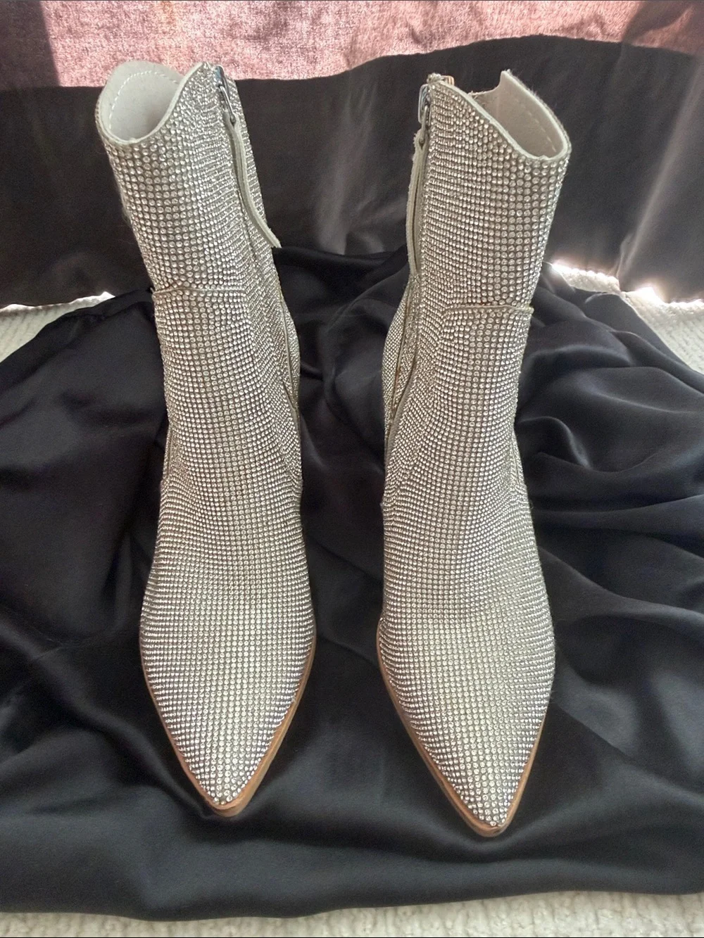 Embellished Silver Ankle Boots